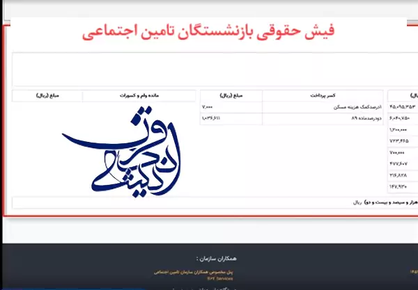 فیش حقوقی بازنشستگان تامین اجتماعی