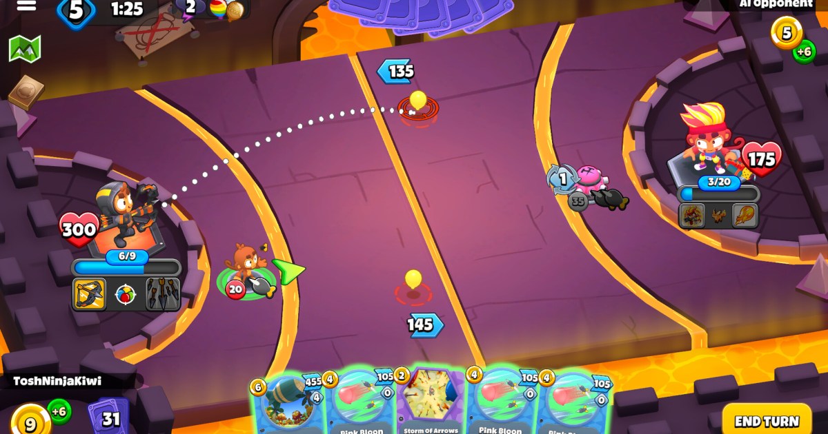 Bloons به طور شگفت انگیزی به عنوان یک بازی کارت استراتژی خوب عمل می کند