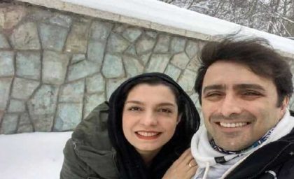 نقاشی امین زندگانی و همسرش الکیا روی شیشه + عکس