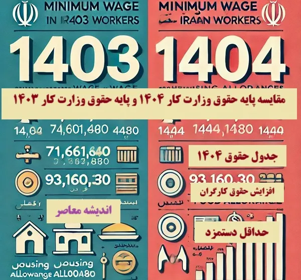 پایه حقوق وزارت کار ۱۴۰۴| مقایسه پایه حقوق وزارت کار ۱۴۰۴ و پایه حقوق وزارت کار ۱۴۰۳