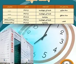 اعلام ساعت کاری ادارات و شعب بانک سپه تا ۱۵ فروردین ماه ۱۴۰۴