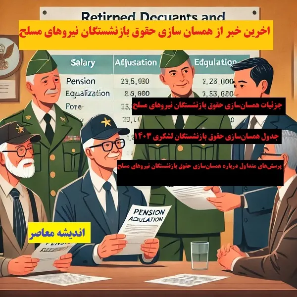 اخرین خبر از همسان سازی حقوق بازنشستگان نیروهای مسلح| خبر جدید بازنشستگان نیروهای مسلح+ جدول همسان سازی حقوق بازنشستگان لشکری ۱۴۰۳