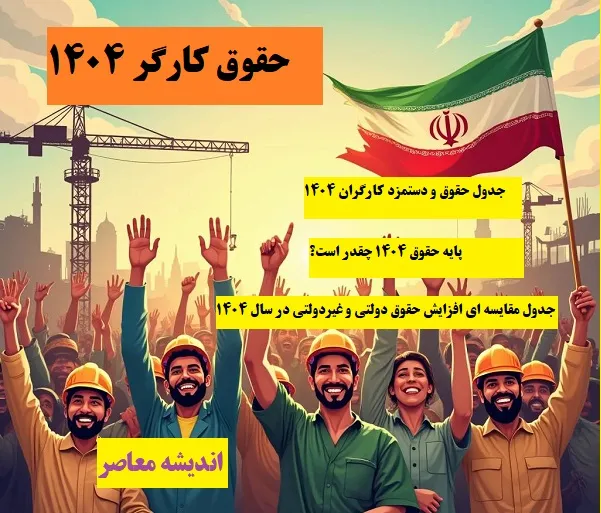 حقوق کارگر ۱۴۰۴| پایه حقوق ۱۴۰۴ چقدر است؟ + جدول حقوق و دستمزد کارگران 1404 و جدول مقایسه‌ ای افزایش حقوق دولتی و غیردولتی در سال ۱۴۰۴