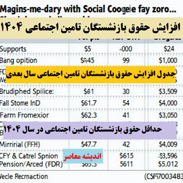 انتشار جدول حقوق بازنشستگان تامین اجتماعی در سال جدید برای اولین بار