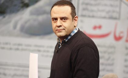 وحید رونقی مجری تلویزیون در کنار همسرش نیره حاتمی‌کیا (فرزند ابراهیم حاتمی‌کیا) و دخترشان نورا