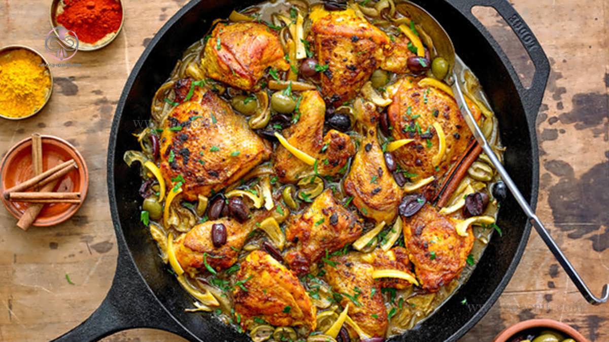 طرز تهیه مرغ مراکشی خوشمزه + فیلم