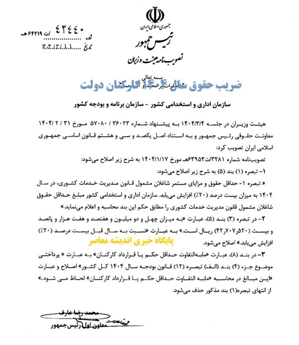 خبر فوری از ضریب حقوق سال ۱۴۰۴ کارکنان دولت/ ضریب حقوق سال ۱۴۰۴ کارکنان دولت تغییر کرد/ حقوق کارمندان دولت تغییر می کند؟
