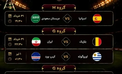 برنامه بازیهای امروز جام جهانی | برنامه بازی‌ های امروز جام جهانی ۲۰۲۶ (شنبه ۳۱ خرداد ۱۴۰۵) (یک‌شنبه ۲۱ ژوئن)
