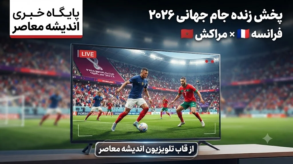 خبر فوری جام جهانی ۲۰۲۶ | پخش زنده دیدار حساس فرانسه و مراکش؛ امشب ساعت ۲۳:۳۰ به وقت تهران از قاب تلویزیون اندیشه معاصر / تقابل تماشایی فرانسه و مراکش در یک‌چهارم نهایی؛ پخش زنده از شبکه اندیشه معاصر + جزئیات کامل