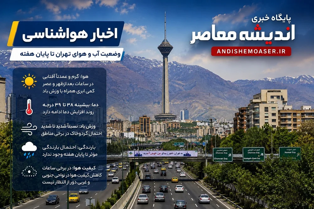 هشدار نارنجی هواشناسی تهران | وزش باد شدید و طوفان گرد و خاک از اواخر امروز تا پنجشنبه / دمای ۳۸ تا ۴۰ درجه؛ هشدار به شهروندان برای تردد در فضای باز