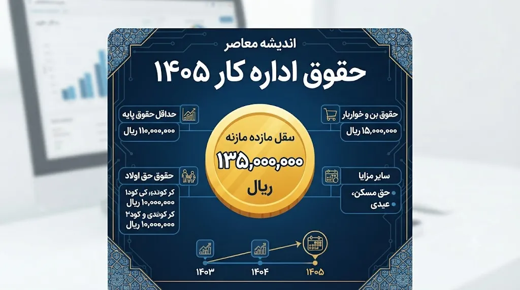 حقوق اداره کار ۱۴۰۵ | جدول کامل حقوق و مزایای کارگران در سال ۱۴۰۵ | حداقل حقوق، بن کارگری، حق مسکن و حق اولاد