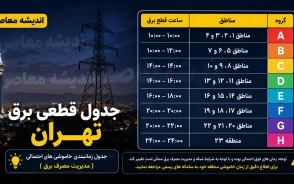 جدول قطعی برق تهران امروز چهارشنبه 7 مرداد 1405 | ساعت خاموشی مناطق تهران | استعلام برنامه قطعی برق تهران