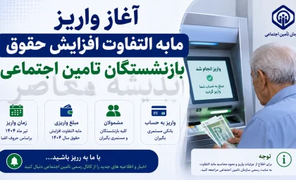آغاز واریز مابه التفاوت افزایش حقوق بازنشستگان تامین اجتماعی | زمان پرداخت معوقات حقوق بازنشستگان تامین اجتماعی مشخص شد | آخرین جزئیات واریز مابه التفاوت افزایش حقوق بازنشستگان