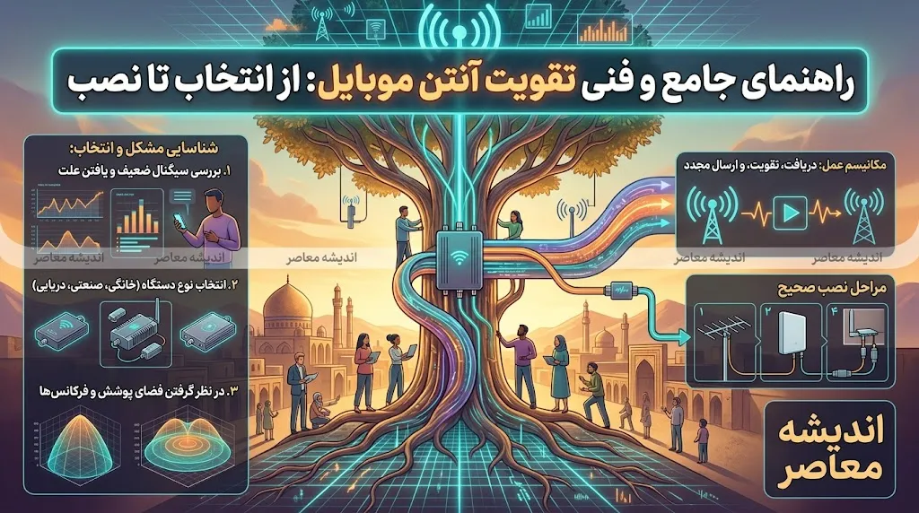 راهنمای کامل افزایش آنتن دهی موبایل در ۱۴۰۵؛ از ریپیترهای خانگی تا تنظیمات گوشی و قیمت دستگاه‌ها