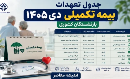 جدول تعهدات بیمه تکمیلی دی ۱۴۰۵ بازنشستگان کشوری | جزئیات طرح جدید بیمه درمان بازنشستگان