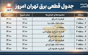 جدول قطعی برق تهران امروز دوشنبه ۲ شهریور ۱۴۰۵ | ساعت خاموشی مناطق تهران اعلام شد + نحوه استعلام