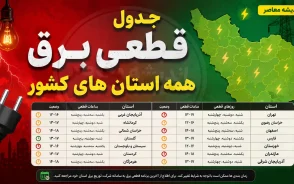 جدول قطعی برق امروز جمعه ۶ شهریور ۱۴۰۵ اعلام شد؛ برنامه خاموشی برق تهران، شیراز، اصفهان، مشهد، کرج و همه استان ها + ساعت قطع برق
