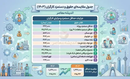 جدول مقایسه ای حقوق و دستمزد کارگران در ۳ سال اخیر؛ حقوق کارگران در سال های ۱۴۰۳، ۱۴۰۴ و ۱۴۰۵ چقدر افزایش یافت؟