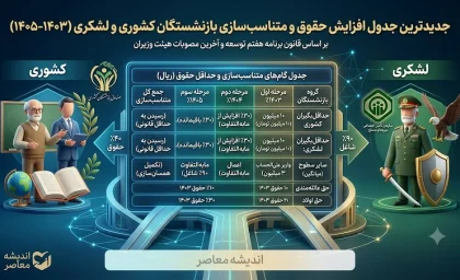 جدیدترین جدول افزایش حقوق بازنشستگان کشوری و لشکری در سال ۱۴۰۵؛ حداقل ۱۶.۸ میلیون تومان + جزئیات فوقالعاده خاص