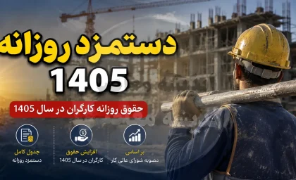 دستمزد روزانه ۱۴۰۵؛ رقم جدید حداقل مزد روزانه کارگران اعلام شد + جدول کامل حقوق و مزایا