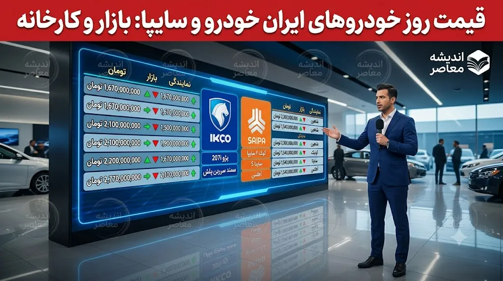 قیمت خودرو ایران خودرو و سایپا امروز دوشنبه ۹ شهریور ۱۴۰۵ | پژو ۲۰۷، دنا، تارا، شاهین و کوییک چند شدند؟ + جدول قیمت بازار و کارخانه