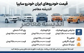 قیمت خودروهای ایران خودرو و سایپا امروز شنبه 10 مرداد 1405 | آخرین قیمت بازار محصولات ایران خودرو و سایپا | جدول قیمت خودرو امروز