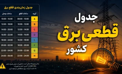 جدول قطعی برق استان‌ها فردا چهارشنبه ۸ مهر ۱۴۰۵؛ برنامه خاموشی مناطق اعلام شد