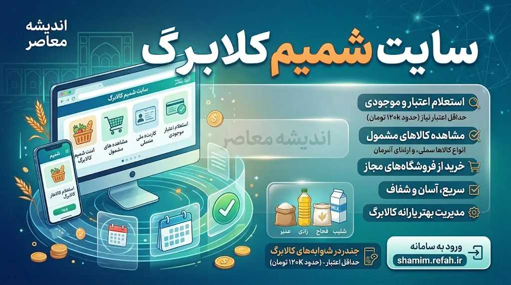 سامانه شمیم ۱۴۰۵ | ورود به سامانه شمیم کالابرگ با شماره موبایل، استعلام موجودی اعتبار و مشاهده دهک خانوار