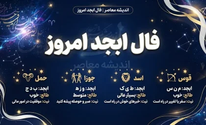 فال ابجد امروز پنجشنبه ۱۹ شهریور ۱۴۰۵ | فال ابجد متولدین ماه ها، عشق، پول و آینده