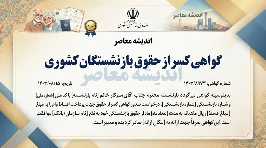 گواهی کسر از حقوق بازنشستگان کشوری ۱۴۰۵؛ نحوه دریافت آنلاین، شرایط و سامانه صدور